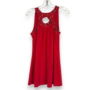 Cache Mini Dress Tunic Top Red Y2K Studded Sleeveless Y2K Small